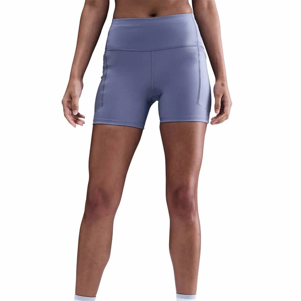 NEW NIKE swift high-waisted tight running shorts with pockets in world indigo/re
